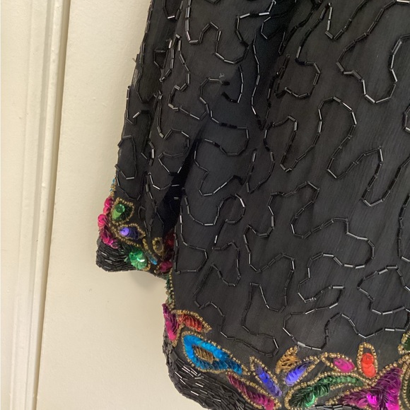 Fantasy by Lisa Kane Sequined Silk Jacket-size M - Picture 3 of 9